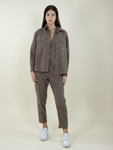 Immagine di Camicia velluto costine con tasche toppa colore moro