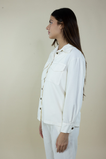 Immagine di Camicia velluto costine con tasche toppa colore panna