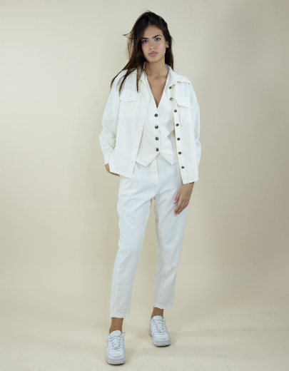 Immagine di Camicia velluto costine con tasche toppa colore panna