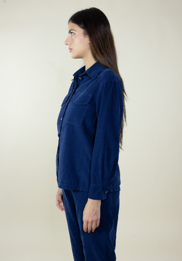 Immagine di Camicia velluto costine con tasche toppa colore blu