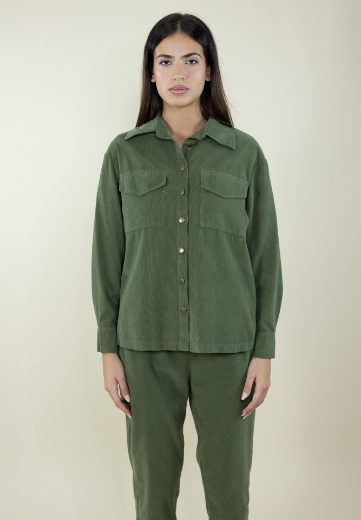 Immagine di Camicia velluto costine con tasche toppa colore militare