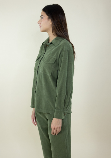 Immagine di Camicia velluto costine con tasche toppa colore militare