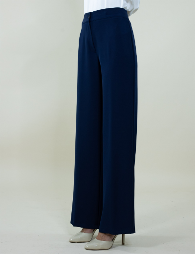 Immagine di Pantalone largo in cady con zip colore blu