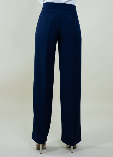 Immagine di Pantalone largo in cady con zip colore blu