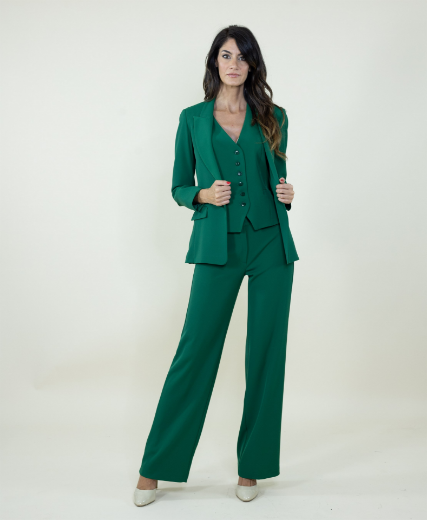 Immagine di Pantalone largo in cady con zip colore verde