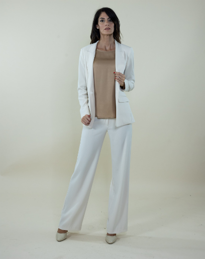 Immagine di Pantalone largo in cady con zip colore gesso