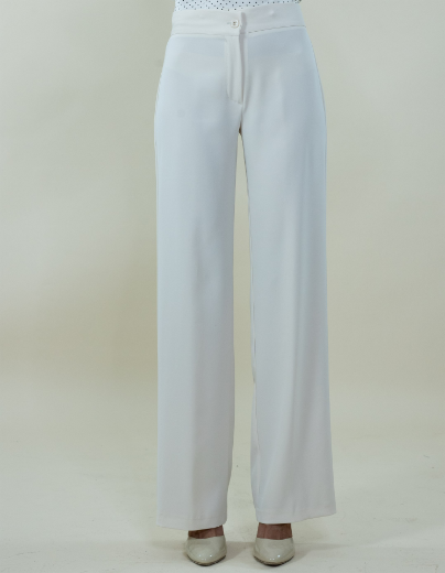 Immagine di Pantalone largo in cady con zip colore gesso