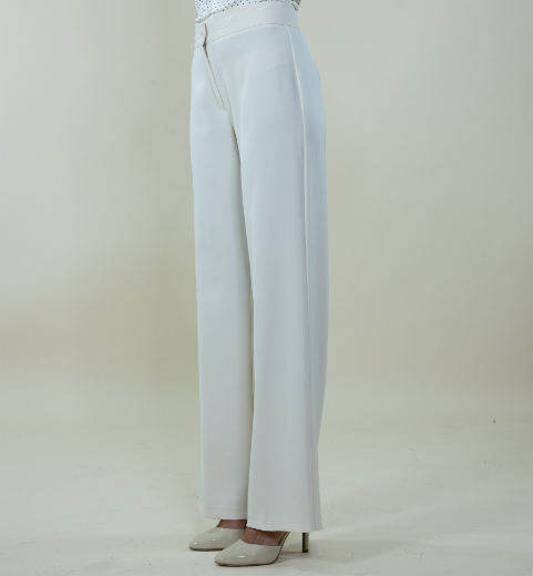 Immagine di Pantalone largo in cady con zip colore gesso