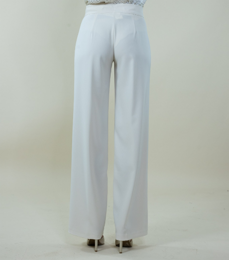 Immagine di Pantalone largo in cady con zip colore gesso