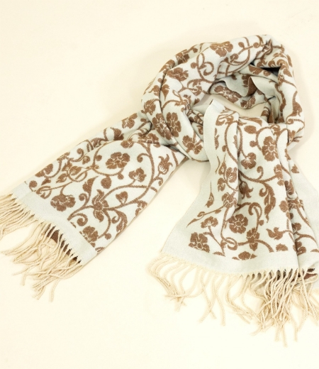 Sciarpa jacquard fantasia fiori colore beige