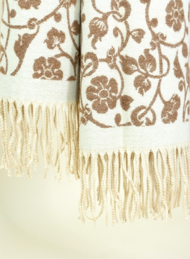 Sciarpa jacquard fantasia fiori colore beige