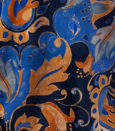 Immagine di Cardigan in velluto fantasia arabesque colore blu