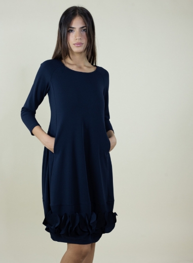 Abito a uovo con applicazioni colore blu