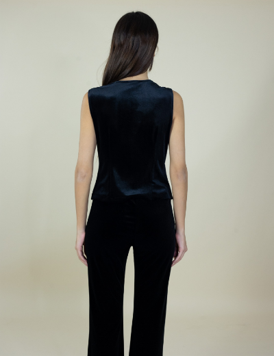 Immagine di Gilet velluto con bottoncini in velluto colore nero