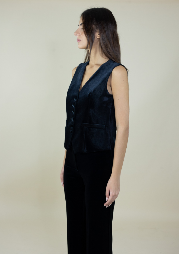 Immagine di Gilet velluto con bottoncini in velluto colore nero