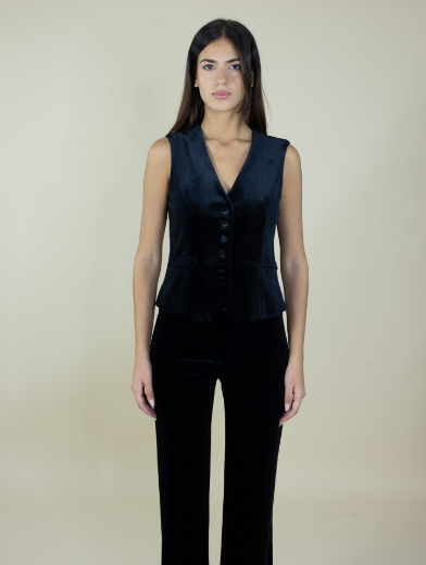 Immagine di Gilet velluto con bottoncini in velluto colore nero
