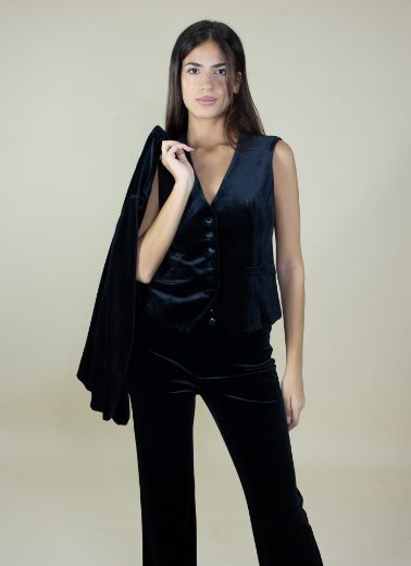 Immagine di Gilet velluto con bottoncini in velluto colore nero