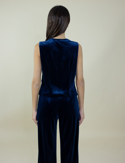 Immagine di Gilet velluto con bottoncini in velluto colore blu