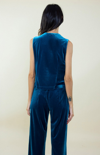 Immagine di Gilet velluto con bottoncini in velluto colore ottanio
