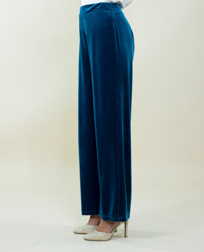 Immagine di Pantalone in velluto con cinto con elastico colore ottanio
