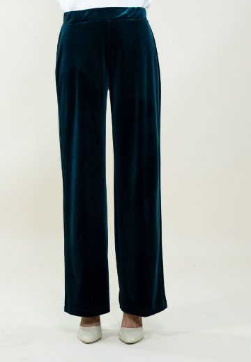 Immagine di Pantalone in velluto con cinto con elastico colore bosco