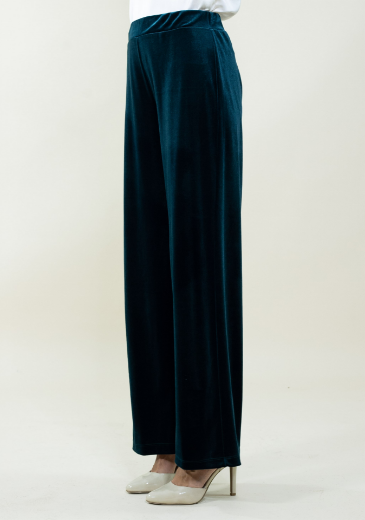 Immagine di Pantalone in velluto con cinto con elastico colore bosco