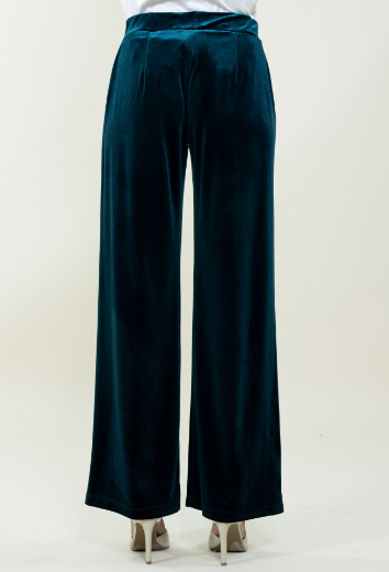 Immagine di Pantalone in velluto con cinto con elastico colore bosco