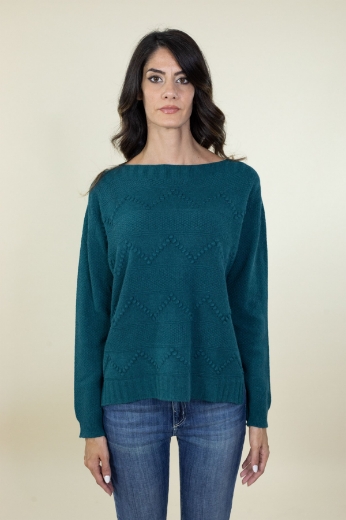 Maglia scatola con pois in rilievo colore verde