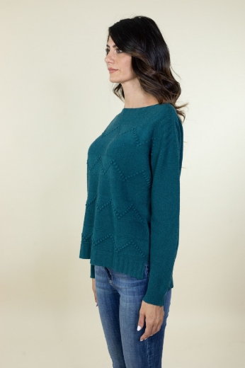 Maglia scatola con pois in rilievo colore verde