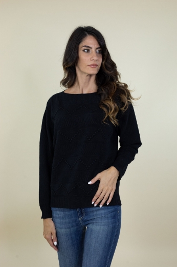 Maglia scatola con pois in rilievo colore nero