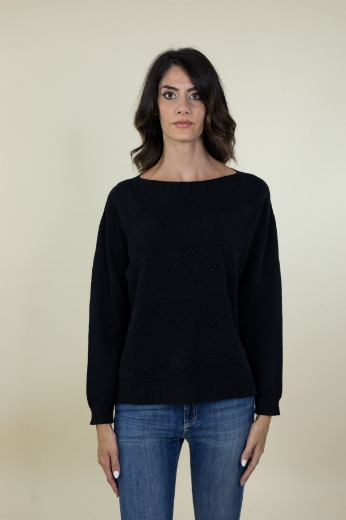 Maglia scatola con pois in rilievo colore nero