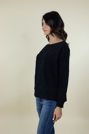 Maglia scatola con pois in rilievo colore nero