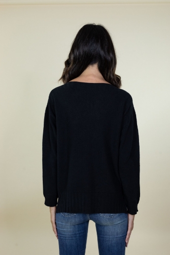 Maglia scatola con pois in rilievo colore nero