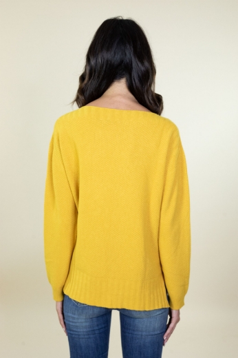 Maglia scatola con pois in rilievo colore ocra