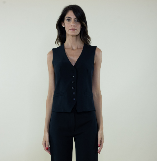 Immagine di Gilet in cady con bottoncini colore nero