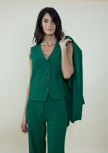 Immagine di Gilet in cady con bottoncini colore verde