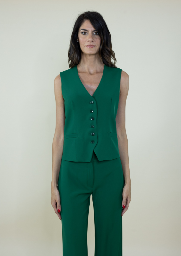 Immagine di Gilet in cady con bottoncini colore verde