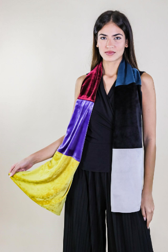 Immagine di STOLA IN VELLUTO PATCHWORK DOPPIATA