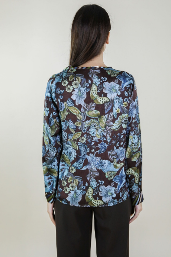 Immagine di BLUSA FANTASIA FIORI FARFALLE E RIGHE
