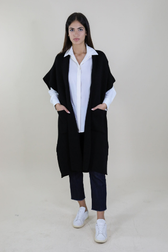 Immagine di GILET LUNGO CON SPACCHI E TASCHE