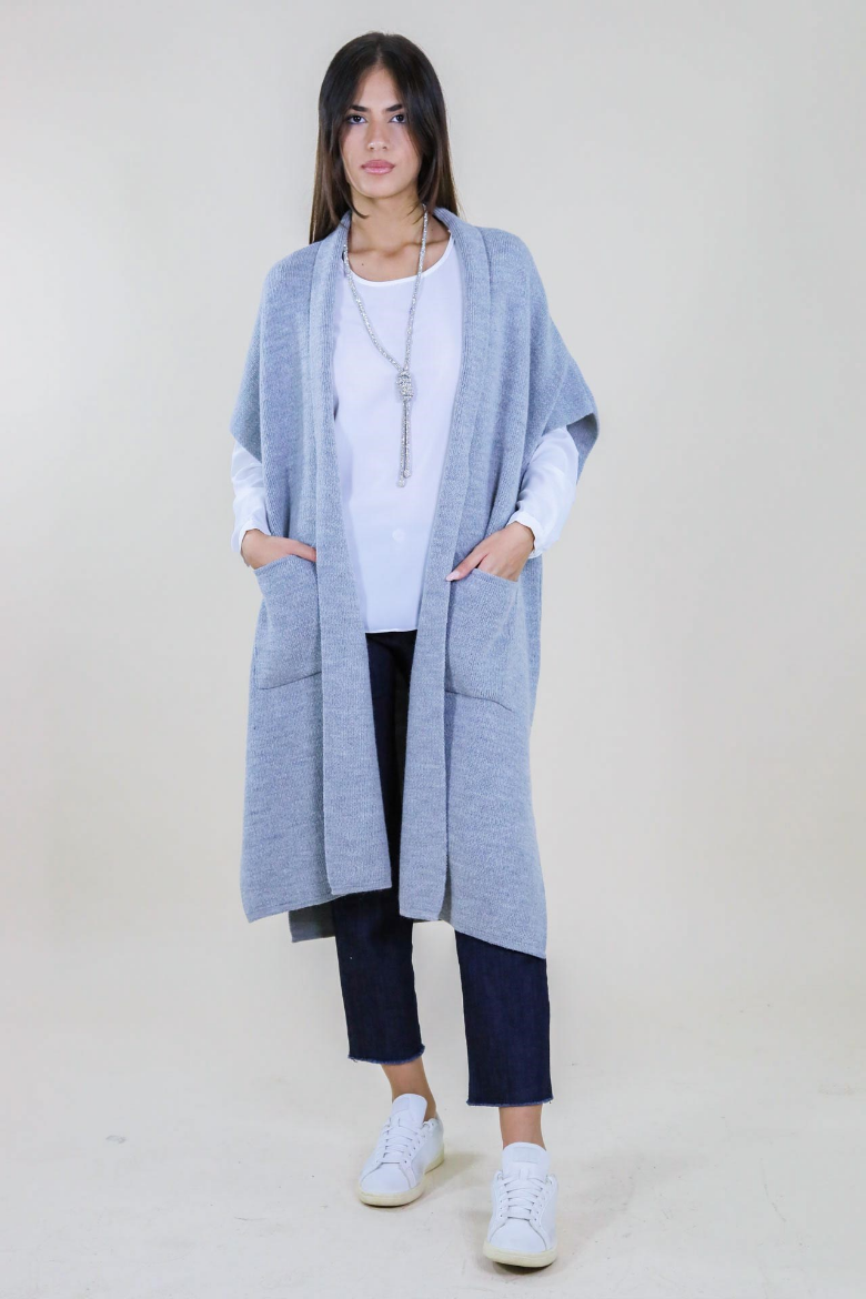 Immagine di GILET LUNGO CON SPACCHI E TASCHE