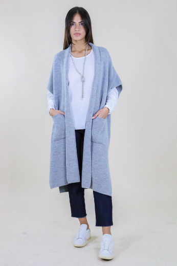 Immagine di GILET LUNGO CON SPACCHI E TASCHE