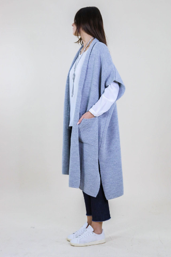 Immagine di GILET LUNGO CON SPACCHI E TASCHE