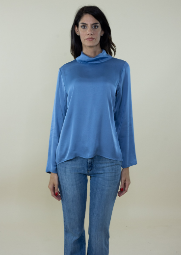 Immagine di BLUSA RASO CON COLLO ALTO  CON POLSO