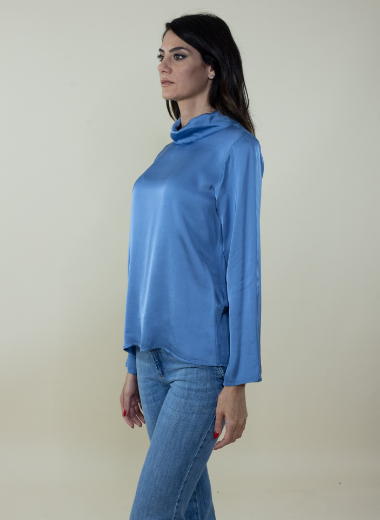 Immagine di BLUSA RASO CON COLLO ALTO  CON POLSO