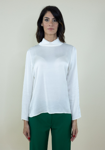 Immagine di BLUSA RASO CON COLLO ALTO  CON POLSO