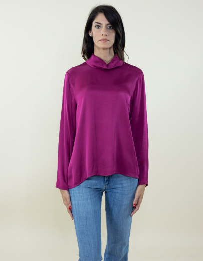Immagine di BLUSA RASO CON COLLO ALTO  CON POLSO