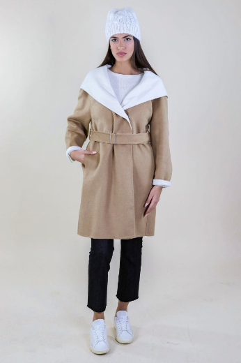 Immagine di CAPPOTTO BICOLORE CON CAPPUCCIO