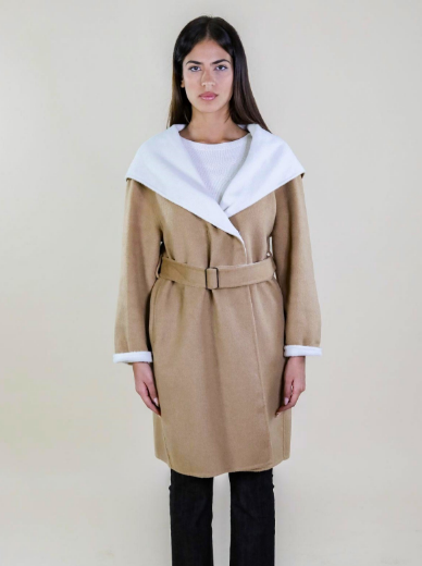 Immagine di CAPPOTTO BICOLORE CON CAPPUCCIO