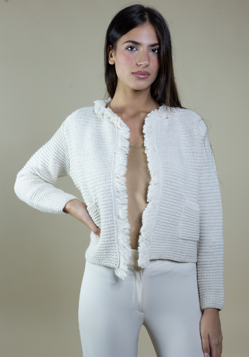 Immagine di CARDIGAN CORTO SFRANGIATO CON TASCHE
